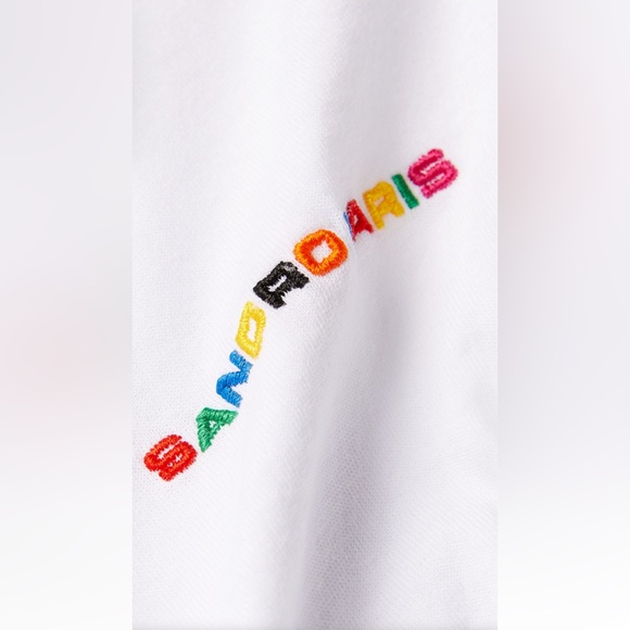 NWT Sandro Paris Rainbow Men’s T-Shirt White With Rainbow Colors Size Small - Picture 4 of 6